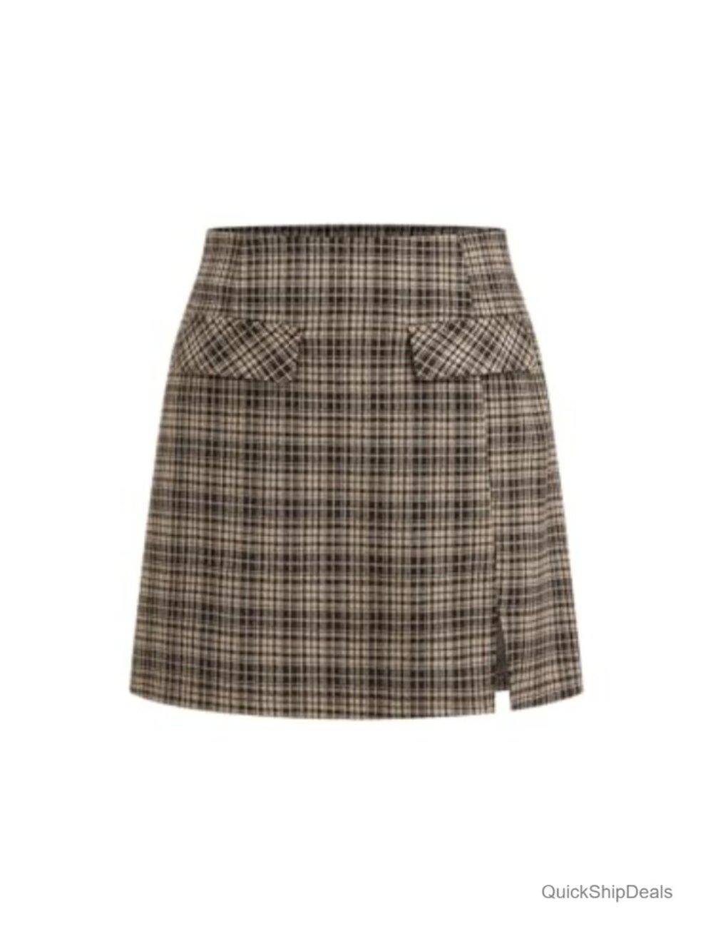 CIDER Plaid A-Line Mini Skirt High Waist Back Zipper